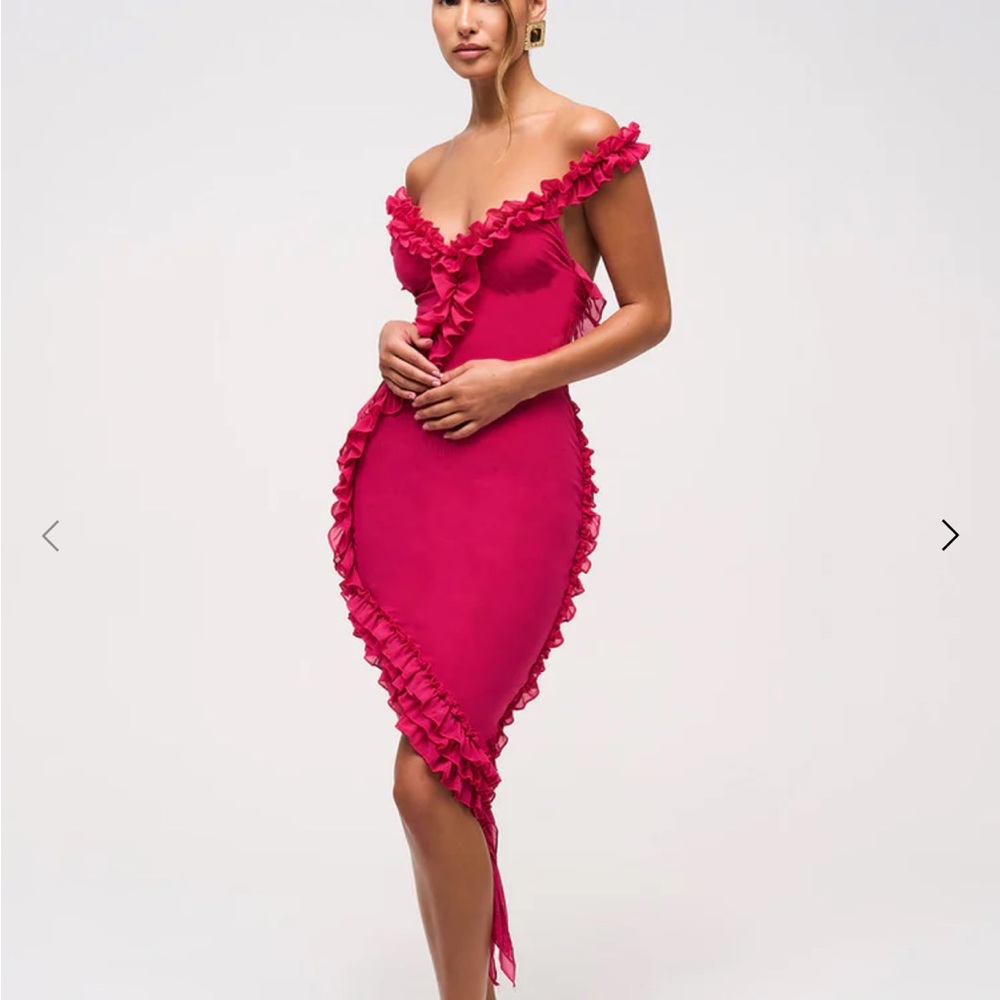 Murci Elegant Pink Ruffle Dress US6